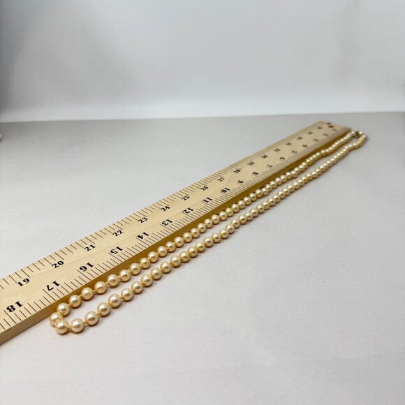 Vintage Marvella Imitation Pearl Necklace Knotted Thread Long Length Signed - Picture 3 of 13